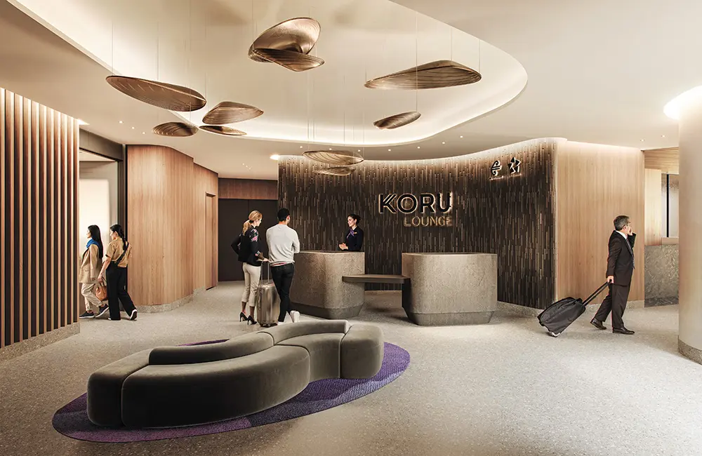 Render of new Air New Zealand lounge foyer at Auckland International Airport