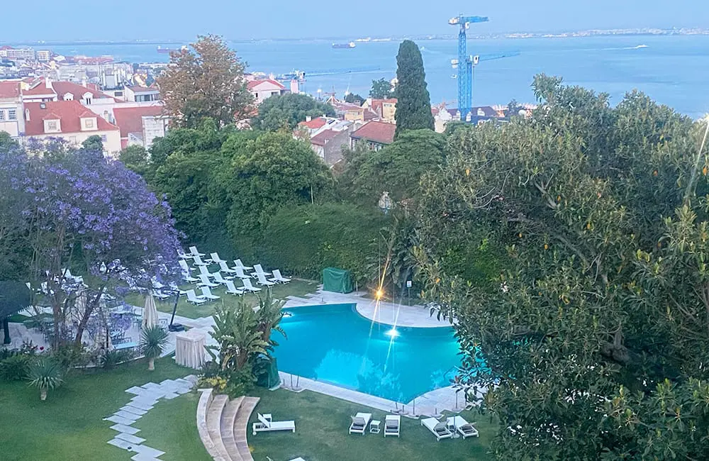 Hotel review: Olissippo Lapa Palace, Lisbon, Portugal 13 OLP pool twilight view