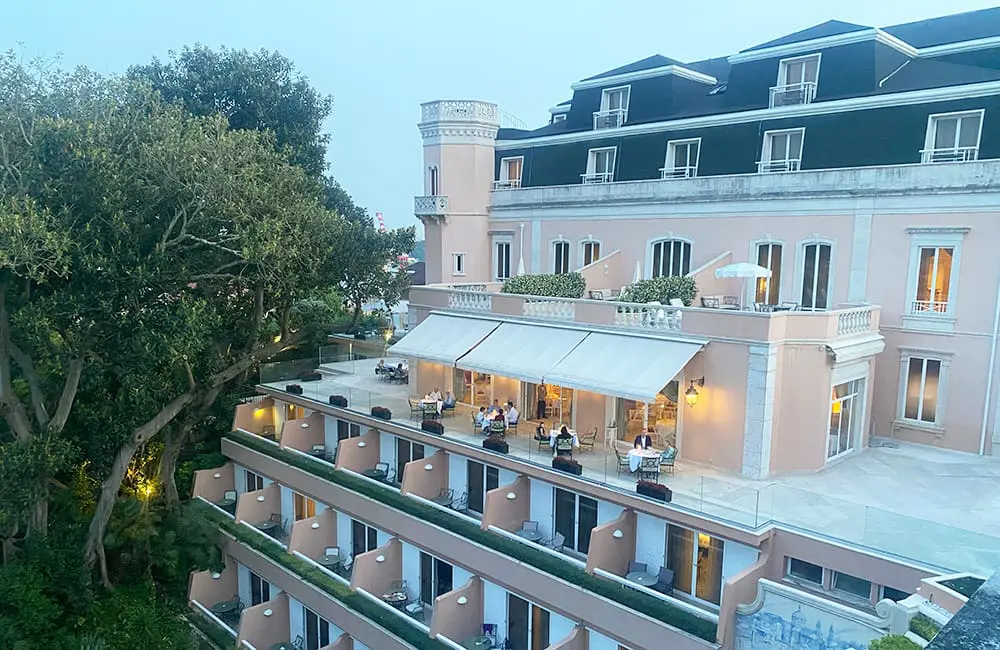 Hotel review: Olissippo Lapa Palace, Lisbon, Portugal 6 OLP restaurant terrace twilight