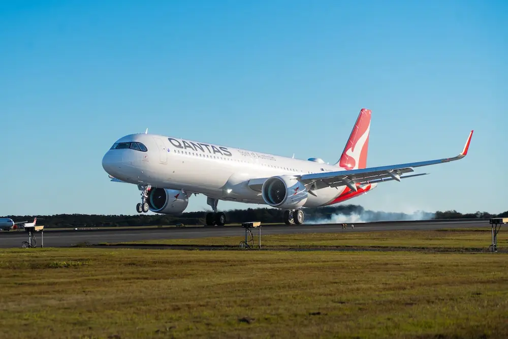 Qantas officially welcomes new Airbus jet & expects it to be a game-changer 4 The new Airbus A321XLR landing in Brisbane today.