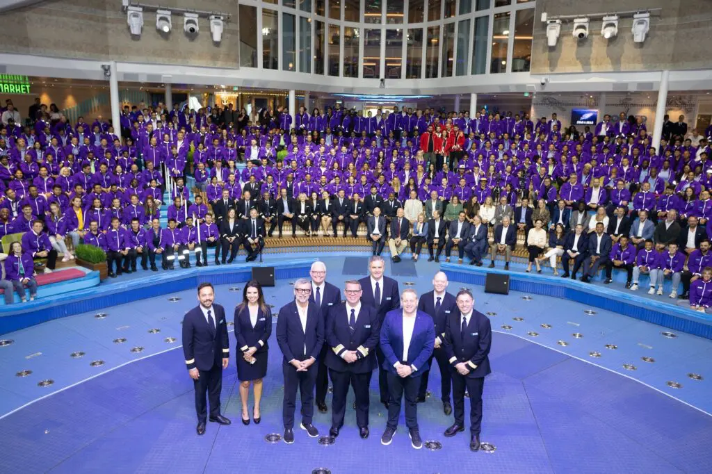 Royal Caribbean welcomes Star of the Seas ahead of August debut 1 Royal Caribbean welcomed the ultimate family vacation, Star of the Seas, to the family in a star-worthy celebration at the Weyer Turku shipyard in Turku, Finland. Alongside more than 1250 crew members and partners, Royal Caribbean Group President and CEO Jason Liberty, Royal Caribbean President and CEO Michael Bayley and Meyer Turku CEO Casimir Lindholm marked the moment just a few weeks ahead of Stars’s August Debut in Port Canaveral ( Orlando) Florida.