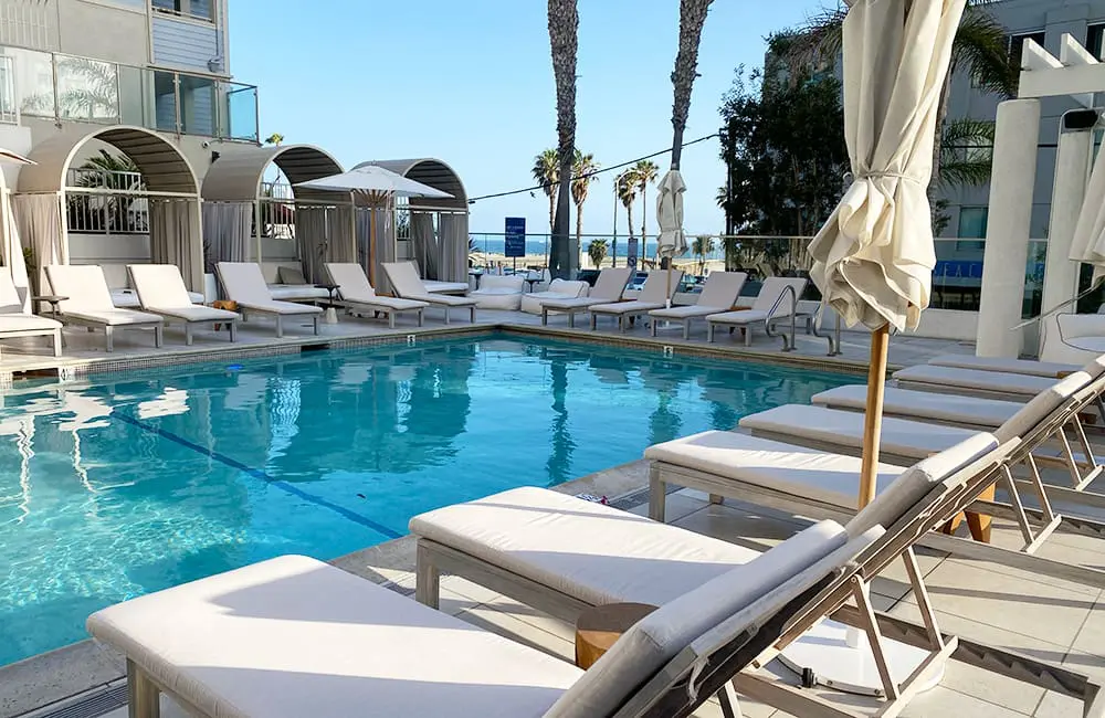 Hotel review: Coastal oasis bliss at Sandbourne Santa Monica, California, USA 2 Sandbourne Santa Monica outdoor pool area. Image: Cassie Tannenberg