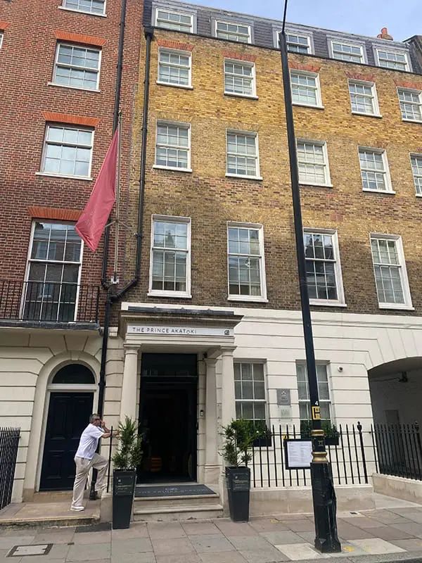 Exterior of The Prince Akatoki London hotel. Image: Cassie Tannenberg