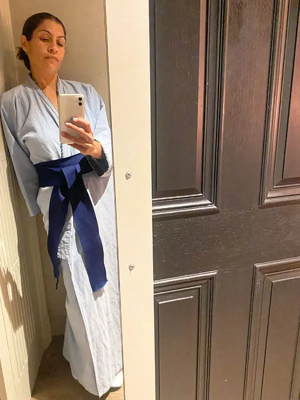 Hotel review: East meets West End at The Prince Akatoki, London, UK 4 Trying the traditional yukata on for in-room comfort. Image: Cassie Tannenberg
