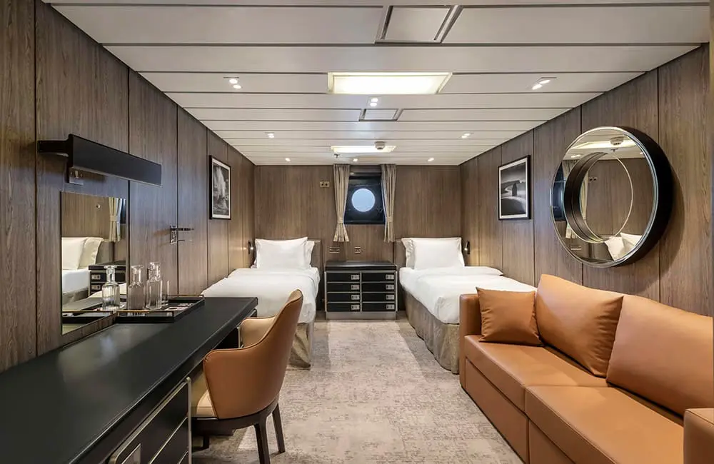 Affordable & authentic: Terra Nova Expeditions launches to "Drake shake" up Antarctic adventure in 2026 2 Superior Twin Cabin on Deck C aboard St Helena expedition ship. Image: Terra Nova Expeditions