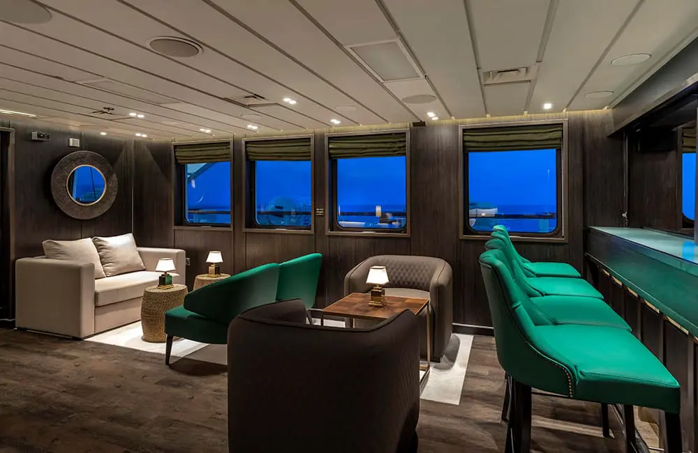 Affordable & authentic: Terra Nova Expeditions launches to "Drake shake" up Antarctic adventure in 2026 3 Social space on board St Helena expedition ship. Image: Terra Nova Expeditions