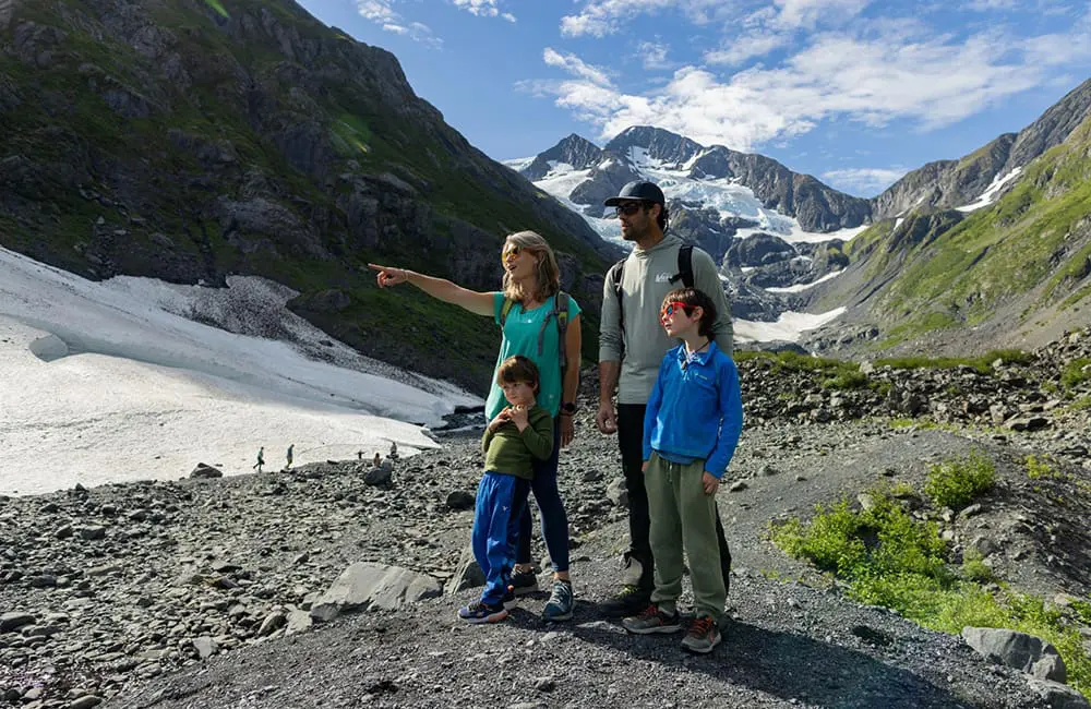 Visit Anchorage returns to Australia as Platinum Sponsor for Niche is Nice 2025 10 Family hiking on Portage Pass Trail. Image: Visit Anchorage