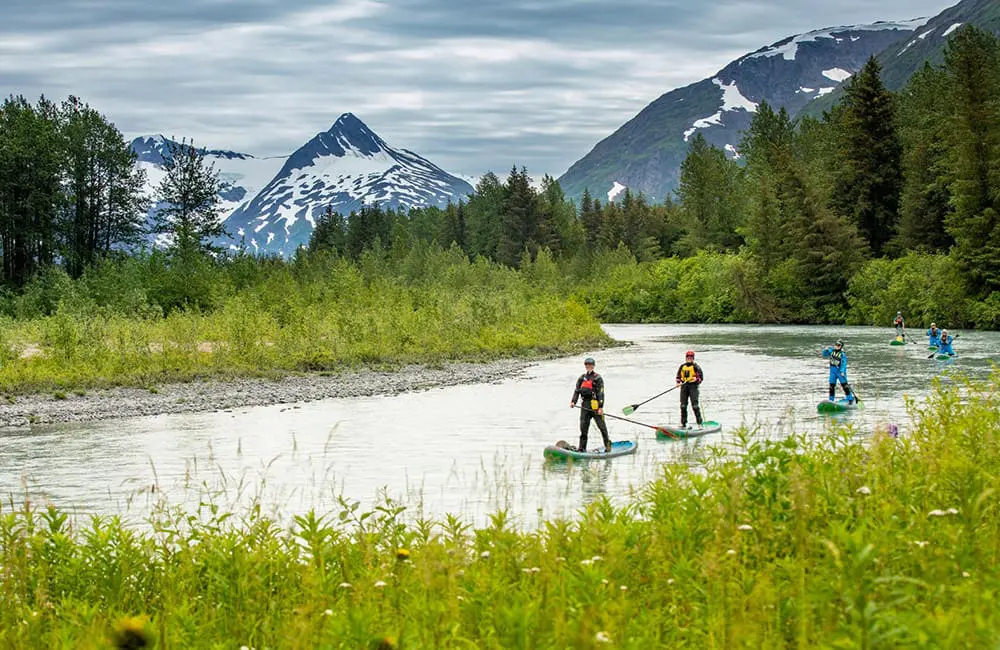 Visit Anchorage returns to Australia as Platinum Sponsor for Niche is Nice 2025 2 SUP boarding in summer at Portage, Alaska. Image: Ralph Kristopher Photos