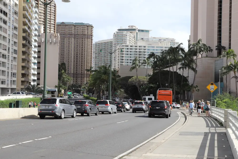 Pacific tsunami update: The latest from Japan, Hawai'i, US West Coast and Pacific as tsunami hits 2 HONOLULU, HAWAII - FEBRUARY 25, 2023: Waikiki's traffic streets.
