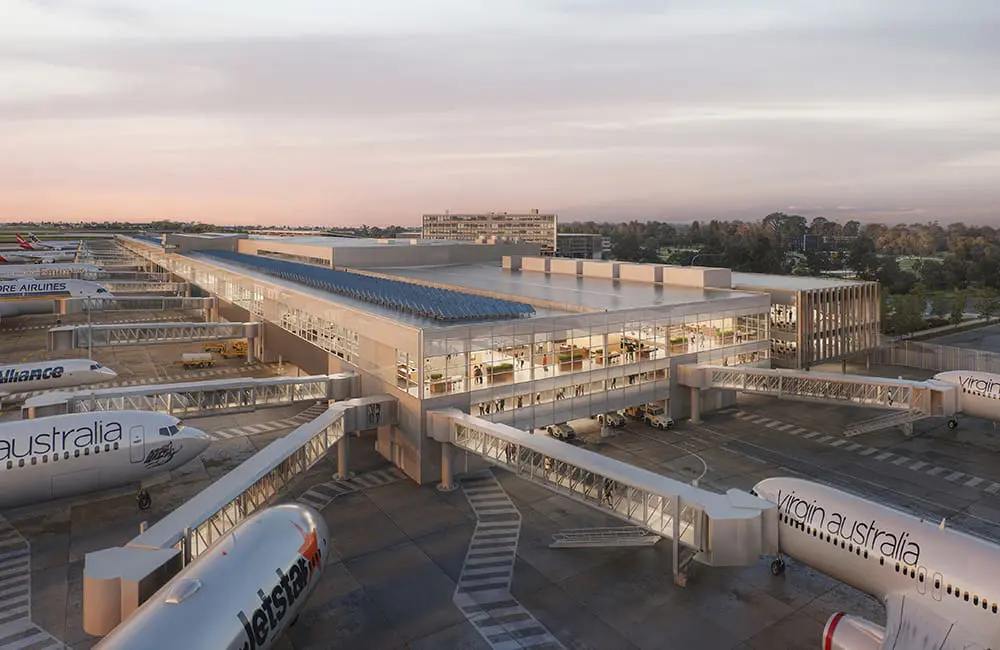 Adelaide Airport’s $600M expansion takes off with major passenger upgrades unveiled 5 Render of Adelaide Airport's northern terminal expansion exterior.