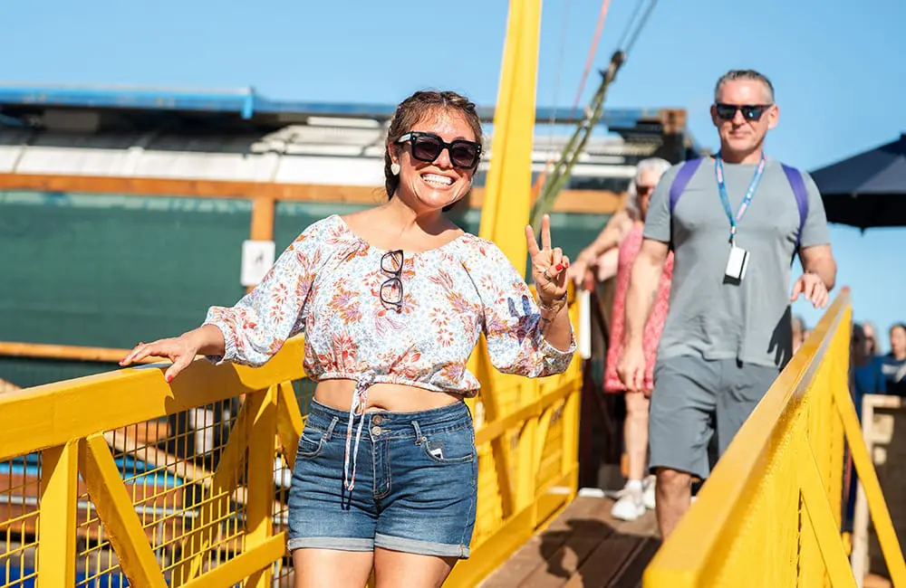 Welkam! Port Vila greets first cruise ship in 8 months after December 2024 quake 4 Carnival Adventure passengers disembark in Port Vila.