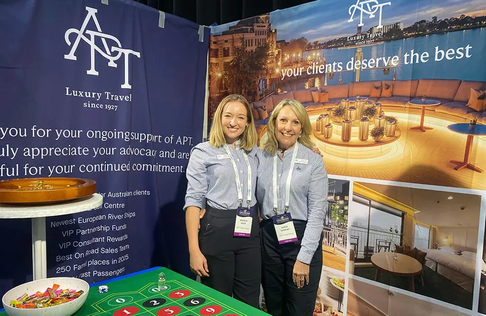 Cruise360 2025: Biggest cruise industry gathering held in this region kicks off in Brisbane 6 APT booth at Cruise360 2025 tradeshow. Image: Cassie Tannenberg