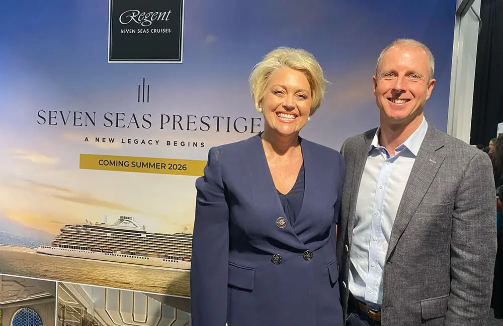 Cruise360 2025: Biggest cruise industry gathering held in this region kicks off in Brisbane 5 RSSC VP Sales ANZ Lisa Pile & NCL VP & MD APAC Ben Angell at Cruise360 2025. Image: Cassie Tannenberg