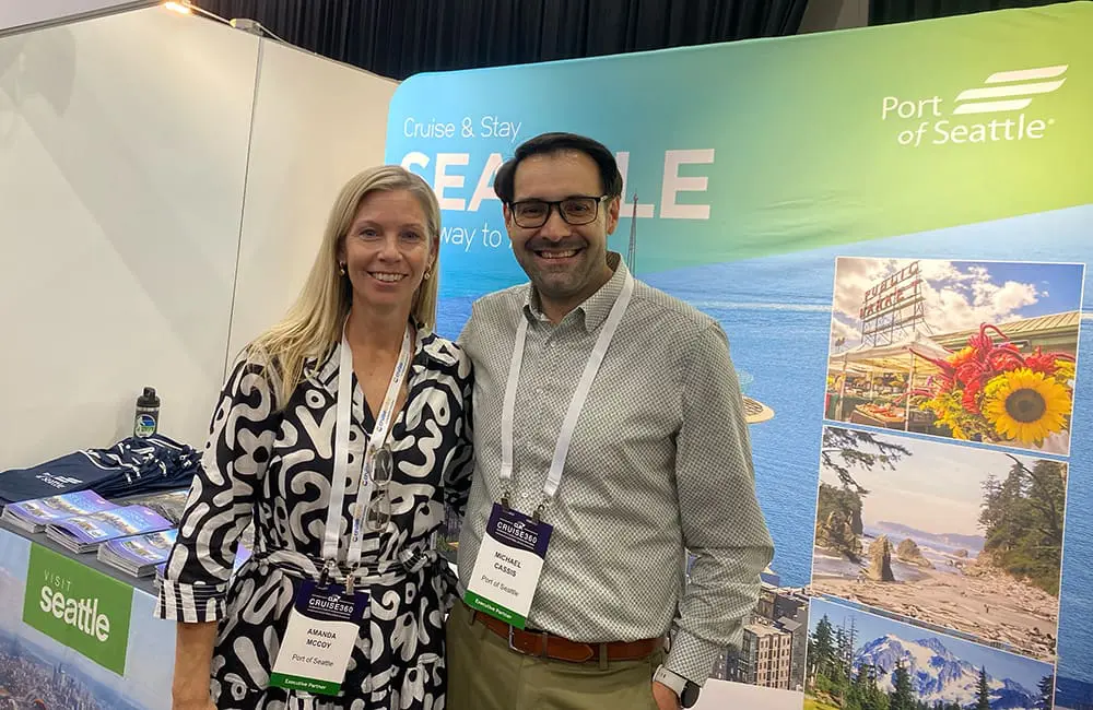 Cruise360 2025: Biggest cruise industry gathering held in this region kicks off in Brisbane 11 Port of Seattle representatives Amanda McCoy and Michael Cassis at Cruise360 2025. Image: Cassie Tannenberg