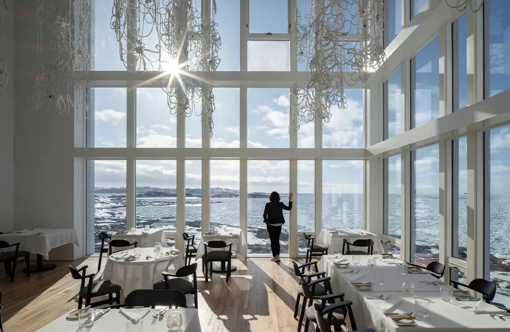 Karryon Into the Hearts of Canada Podcast: Ep 3: Zita Cobb, Fogo Island Inn 2 Fogo Island Inn Dining Room. Zita Cobb Karryon Into the hearts of Canada