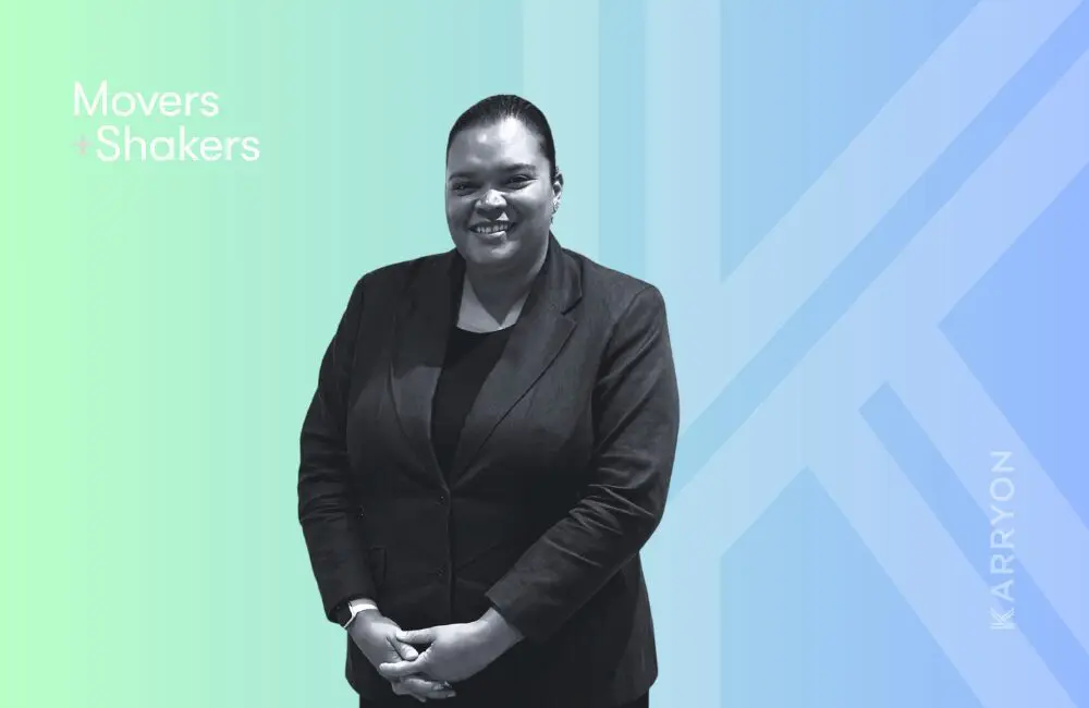 Karryon Top 10 stories of the week: Catch up on our most-wanted: Aug 8 6 Corporate black-and-white headshot of woman against blue and green gradient background.