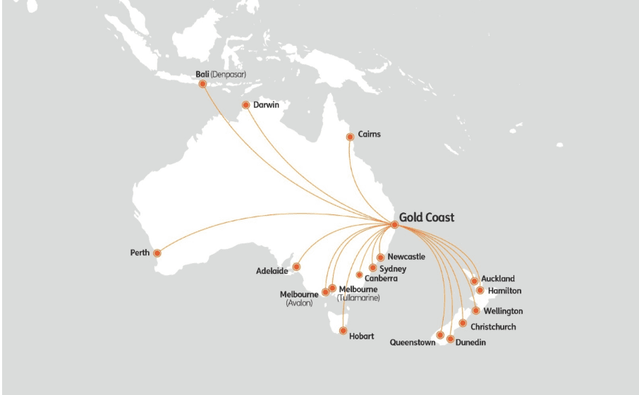 Jetstar starts Gold Coast–Bali direct flights today; now biggest carrier out of OOL 3 Jetstar route map from Gold Coast Airport.