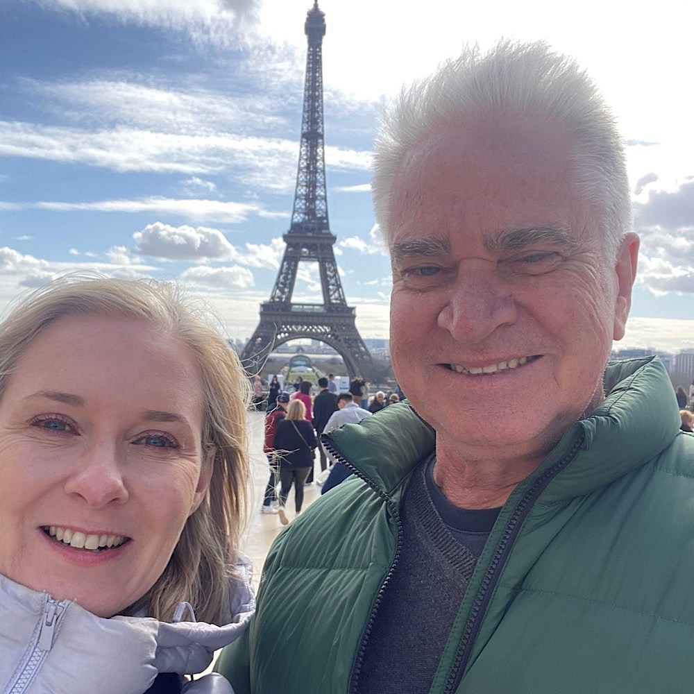 Travel Influencers: Liz Glover, Head of Marketing, Adventure World 3 Liz Glover with her husband, an actor and writer, enjoying time in Paris. Her career has taken her from arts and media to global travel brands — but moments like these keep her grounded.