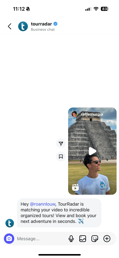From chat to checkout: TourRadar’s new AI tools integrate with ChatGPT & Instagram for seamless bookings 2 TourRadar AI Discovery example on Instagram