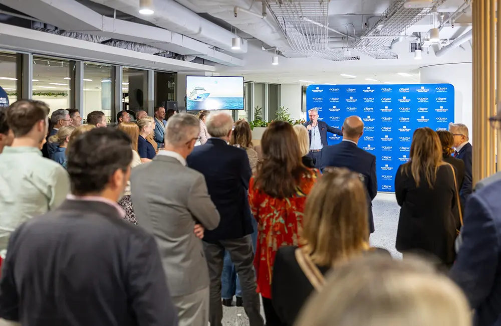 Norwegian Cruise Line Holdings celebrates decade in Australia with new Sydney HQ 2 Steve Odell addresses guests at the office launch event
