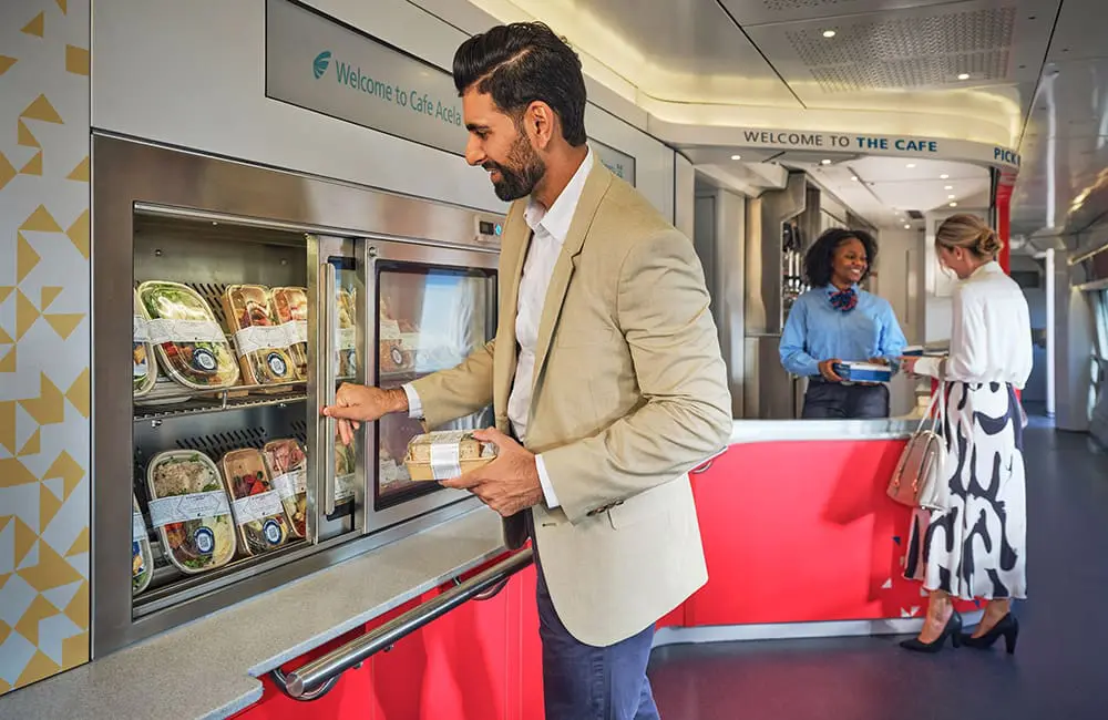 Boston to DC halved: Amtrak’s high-speed Acela trains put East Coast USA travel on fast track 3 Amtrak travellers at Cafe Acela car.