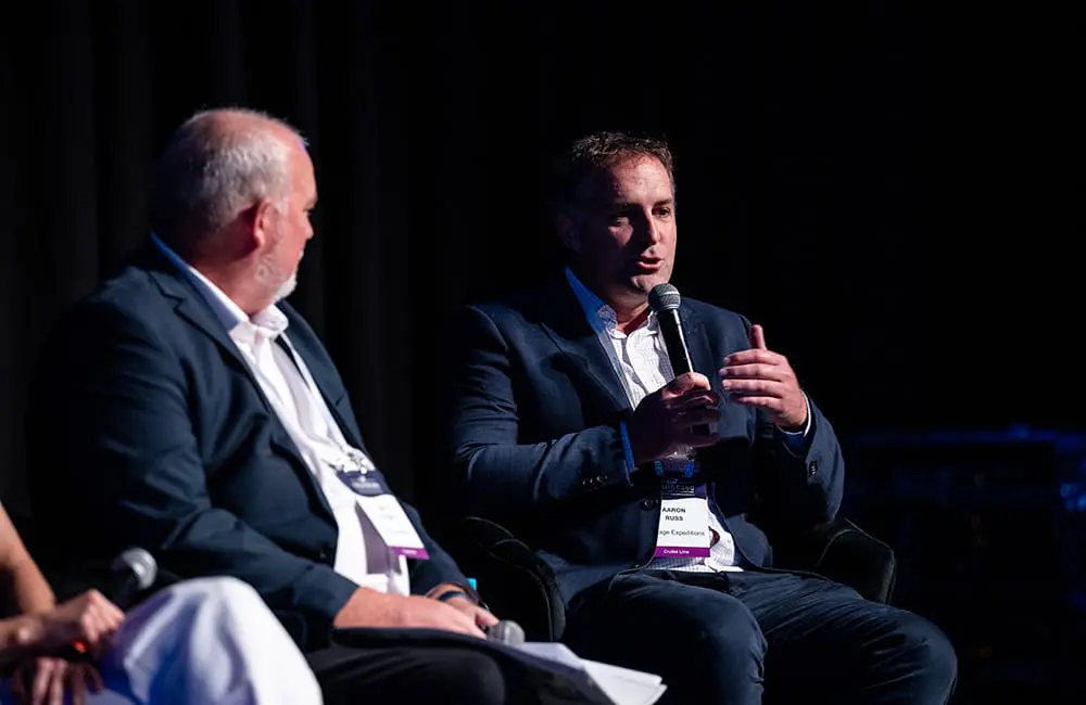 4 experts, 4 ways: How advisors can match first-time expedition travellers to the right cruises 7 Heritage Expeditions Commercial Director & Expedition Leader Aaron Russ on stage at Cruise360 2025. Image: CLIA