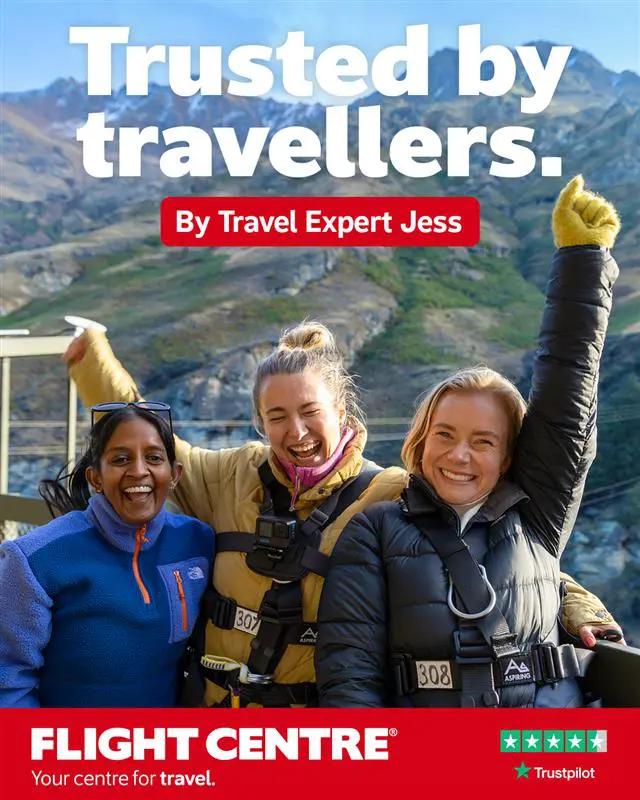 Campaign creative from Trusted by Travellers, showcasing real customer experiences as the face of the brand.
