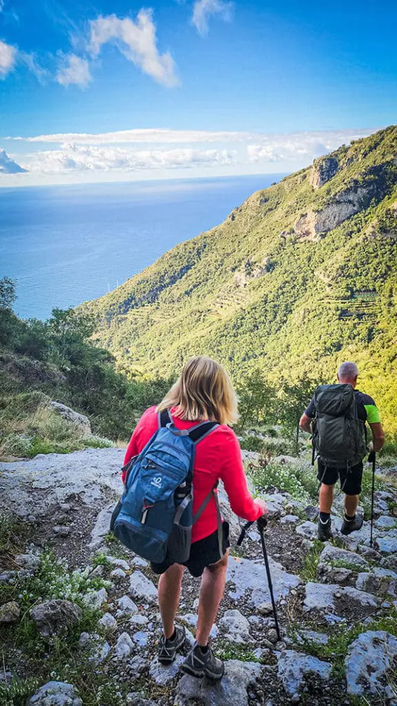 7 in 10 Aussies shrug off peak Europe travel for shoulder seasons in 2025 and beyond: Here’s why 7 Hikers descending track on Explore Worldwide's Amalfi Coast Walking trip