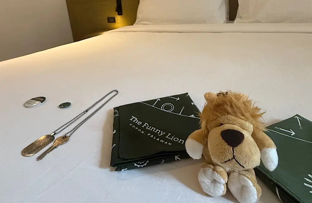 HOTEL REVIEW: The Funny Lion Coron, the boutique hotel travellers keep crowning king 3 Coron Every stay begins with a necklace-style key, a cheeky lion plush, and a local treat. And ends with a parting gift that leaves you smiling. Coron