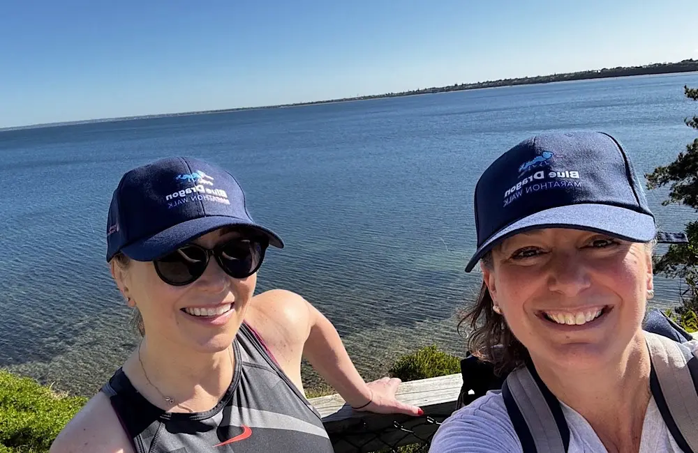 Walking to end human trafficking: Travel industry steps up for Blue Dragon 1 Yvette (right) and Penny walking in Melbourne Blue Dragon