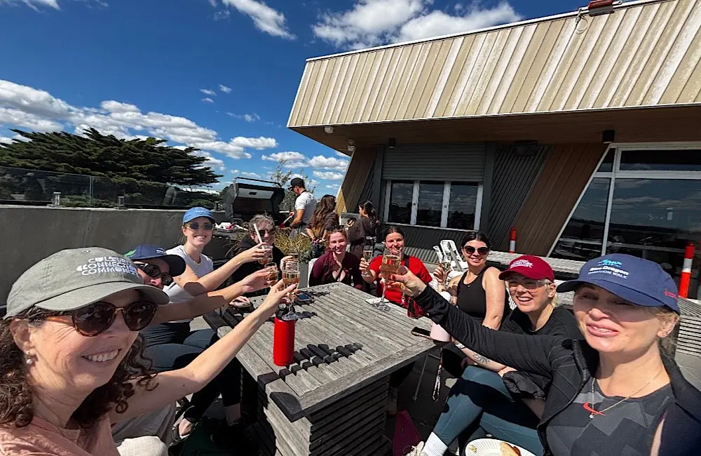 Walking to end human trafficking: Travel industry steps up for Blue Dragon 5 Intrepid sales team in MEL celebrating their walk Blue Dragon