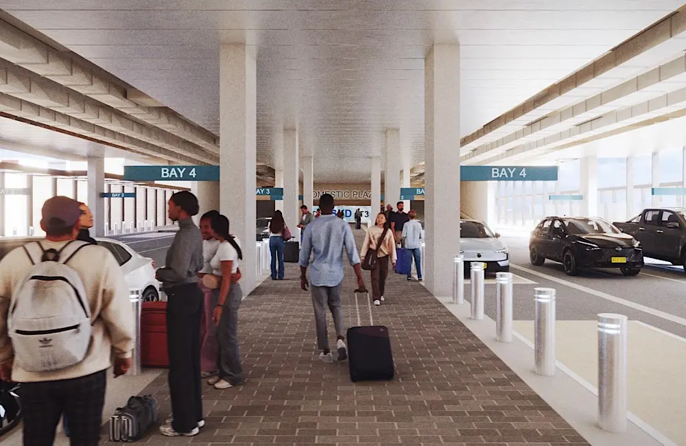 Sydney Airport wants to bring domestic and international in a single precinct: Will it finally make connections easier? 4 Artist impression of upgraded ground transport connections, designed to streamline passenger flow at Sydney Airport.