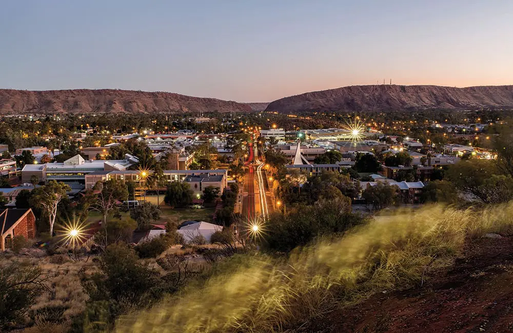 Next stop confirmed: Helloworld’s 2026 Global Stars and Mega Stars destination revealed 3 Aerial image of Alice Springs at twilight. HLO 2026 Global Stars destination