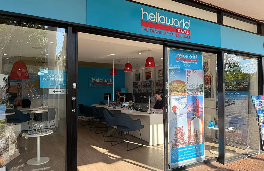 Pursers Travel Group adds Helloworld Travel Noosa to growing network of 14 agency locations 1 Helloworld Travel Noosa store exterior.