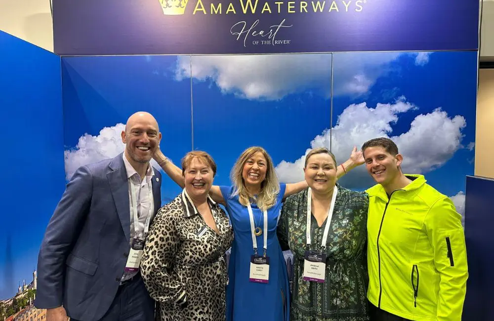 AmaWaterways orders eight new ships for Europe due to "strong demand" 2 AmaWaterways Co-founder Kristin Karst with some of her team at Cruise360 in Sydney