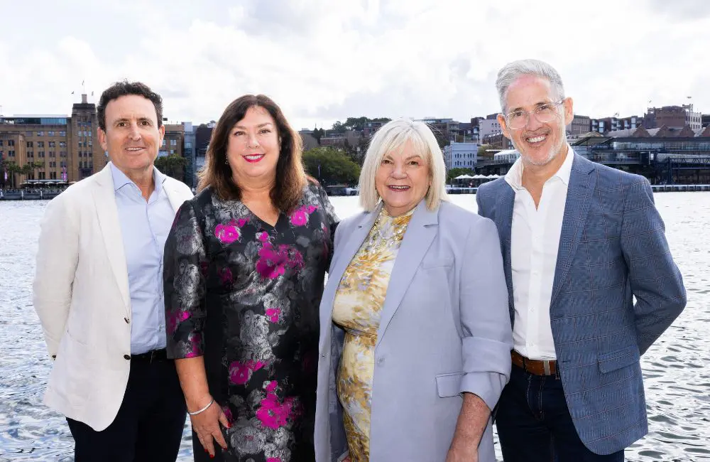 Helen Beck with Andrew Millmore (left) and Michael Betteridge of Travel the World and Shelley Martin BD at Windstar