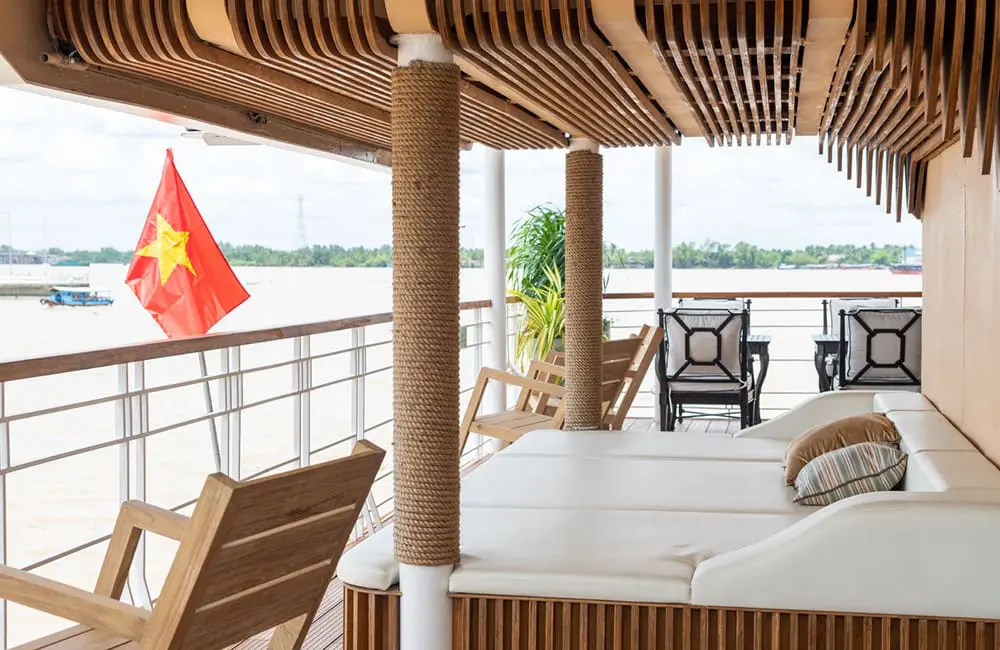 Viking receives newest river ship for Asia fleet, doubling capacity on the Mekong 2 Viking Saigon lounge area on deck of river ship on the Mekong River.