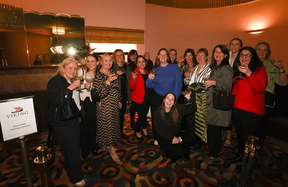 Set-jetting in style: Viking spotlights real-life Downton Abbey castle connection at exclusive Australian film premieres 10 Viking Commercial Manager Victoria Jo Cullen with Melbourne travel advisors at Downton Abbey: The Grand Finale event.