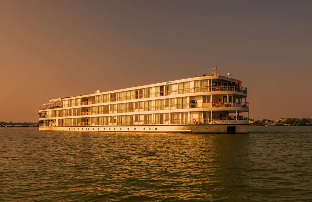 Viking Saigon river cruise ship on the Mekong River. Viking Tonle sister ship