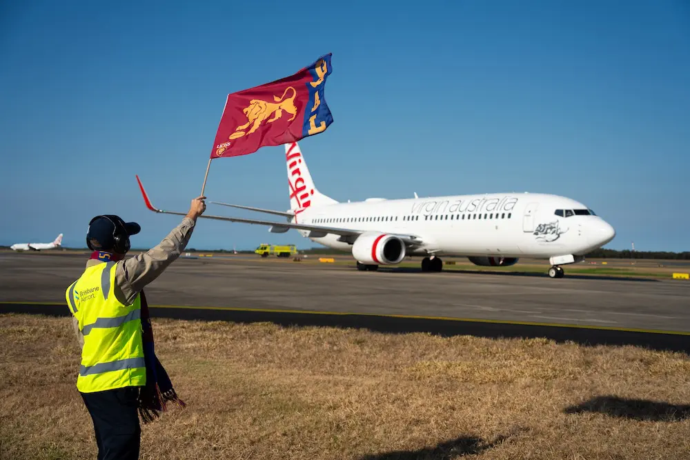 The Lions arrive at Brisbane Airport.