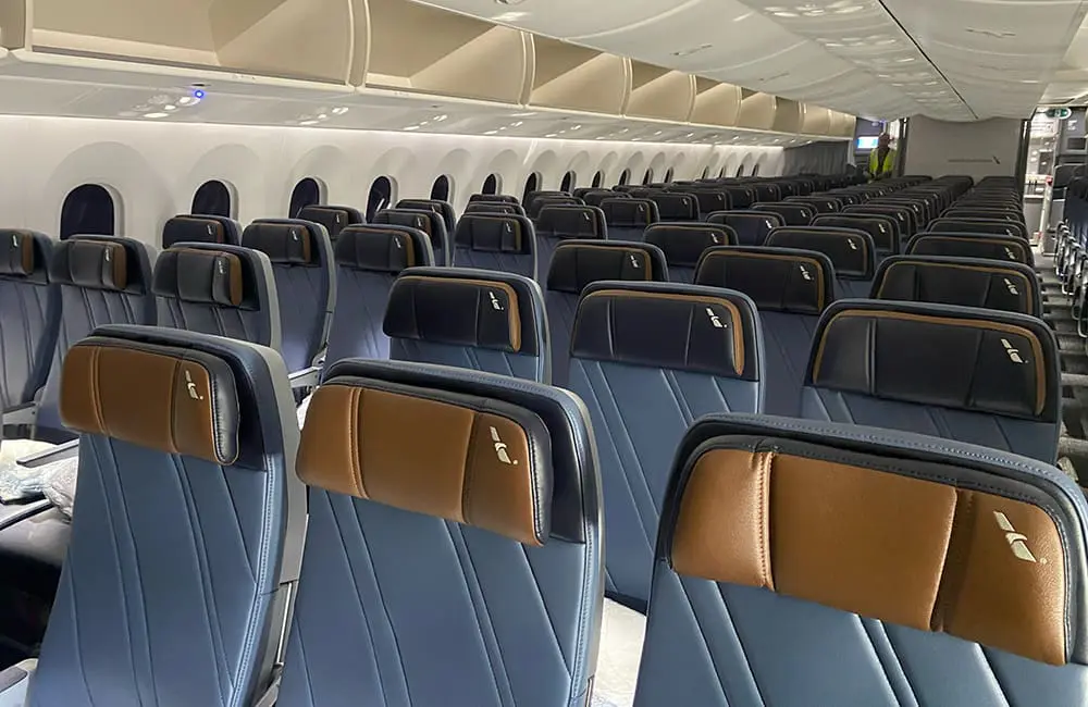 American Airlines' new-to-Australia redesigned B787-9 aircraft is now flying to Brisbane. Here’s what’s on board 7 The seat detail is inspired by baseball mitts and an American colour palette of denim and leather. Image: Cassie Tannenberg