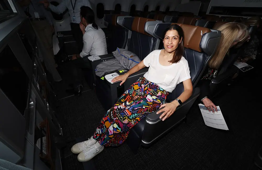 American Airlines' new-to-Australia redesigned B787-9 aircraft is now flying to Brisbane. Here’s what’s on board 3 Premium Economy seat on American Airlines' B787-9P aircraft. Image: BNE/AA