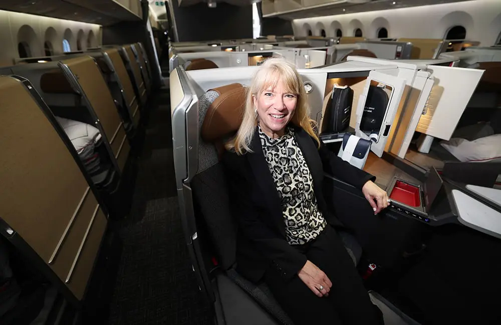 American Airlines' new-to-Australia redesigned B787-9 aircraft is now flying to Brisbane. Here’s what’s on board 6 American Airlines Senior Vice President CX Design & Strategy Rhonda Crawford in Flagship Suite seat on American Airline B787-9P aircraft. Image: BNE/AA