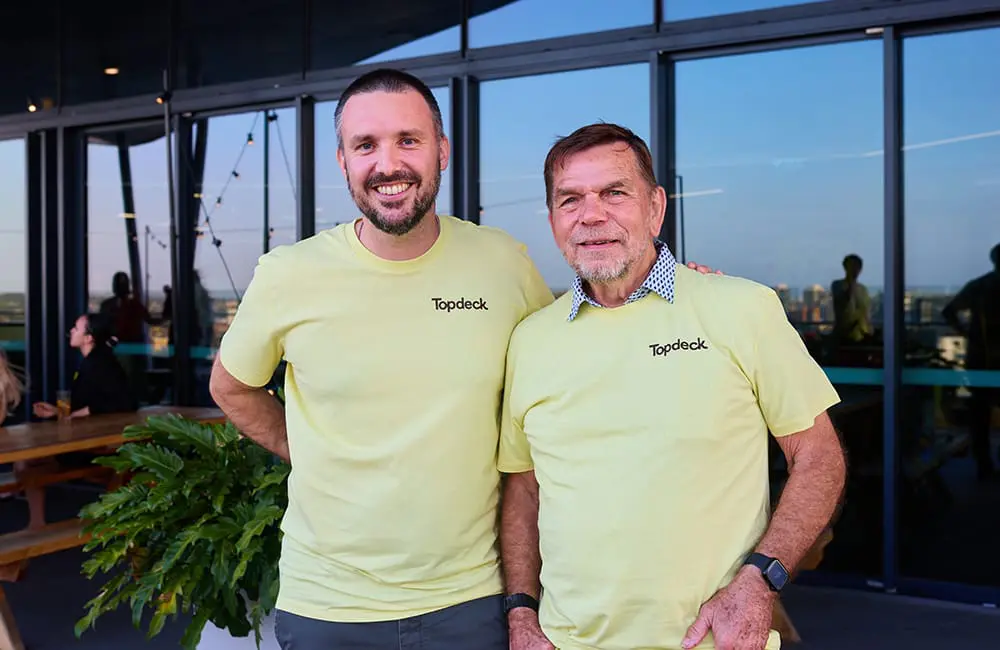 Topdeck's Founder and current MD on risk, reinvention & relevance: Why the future of youth travel starts here 2 Topdeck Founder & FCTG CEO Skroo Turner & Global Touring MD Ed Pettitt at FC HQ in Brisbane.