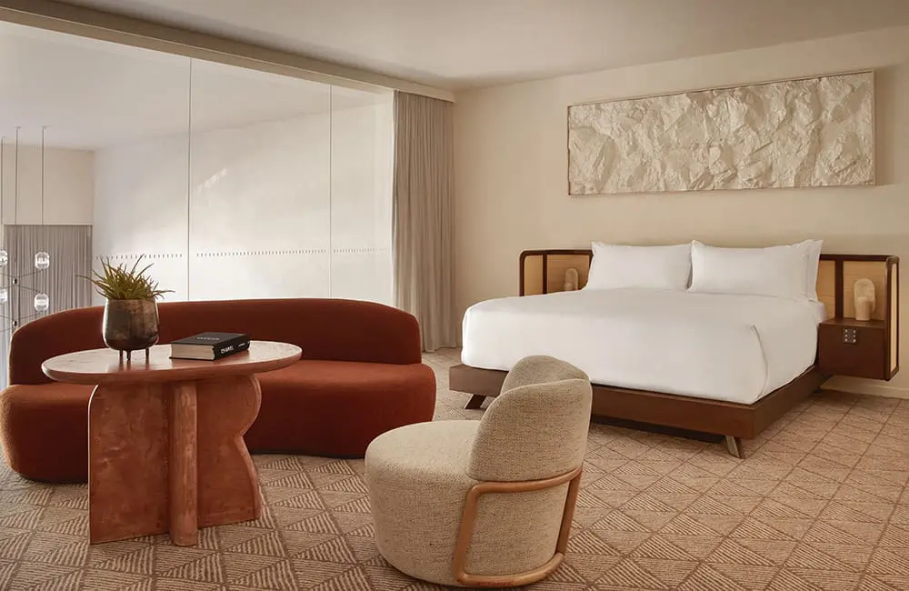 Master bedroom in two-bedroom Beach House at Mondrian Gold Coast.