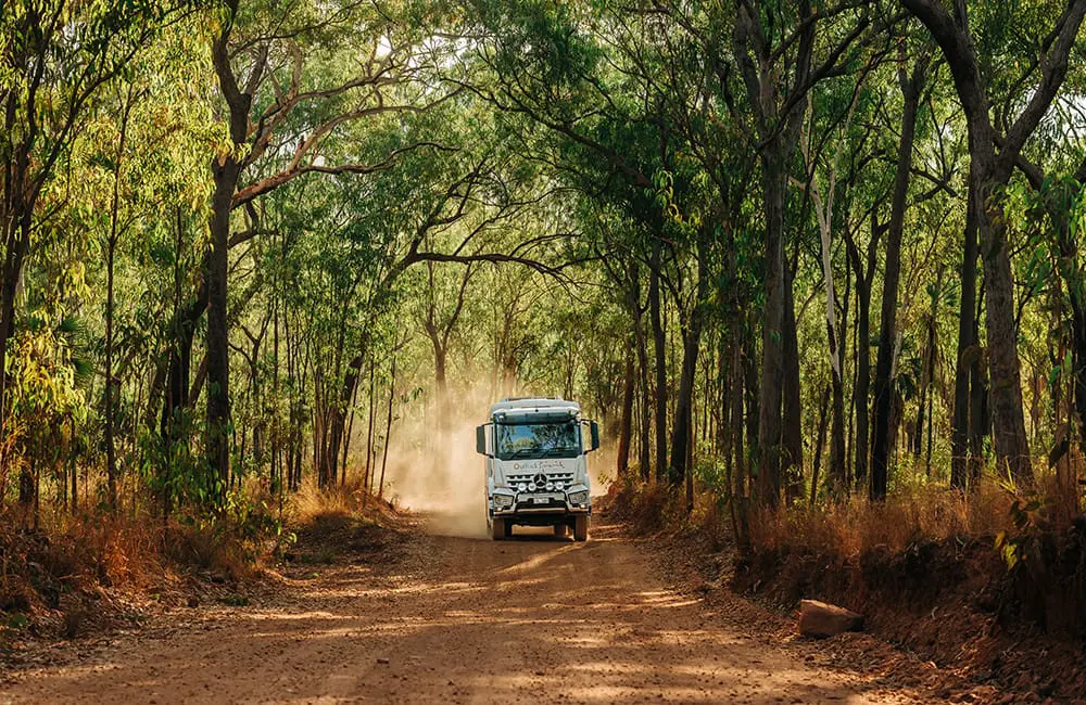 All-inclusive: Outback Spirit’s 2026 tours now come with free flights for a limited time 2 Outback Spirit coach on Ngauwudu Mitchell Plateau in the Kimberley.