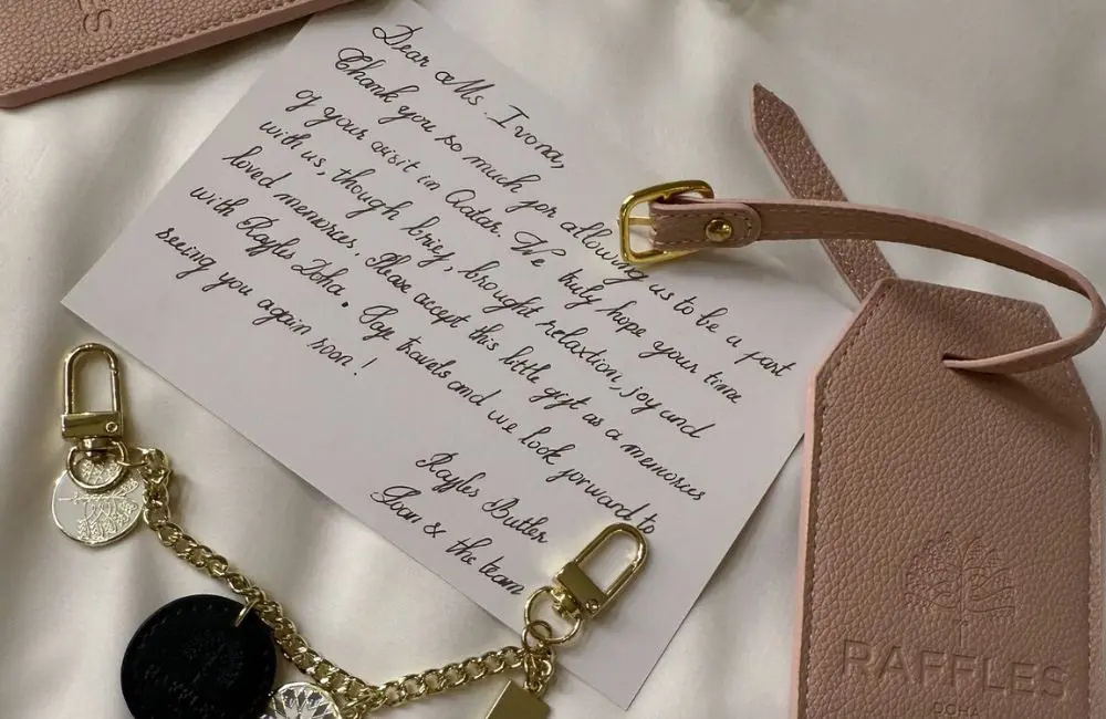 Hotel review: Take Off Go Founder Ivona Siniarska checks in at Raffles Doha 5 Personalised note, Raffles Doha