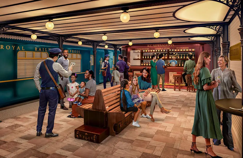Royal Caribbean reveals more dining, entertainment & thrills for the 2026 debut of Legend of the Seas 2 CGI render of Royal Railway – Legend Station on Royal Caribbean's Legend of the Seas.