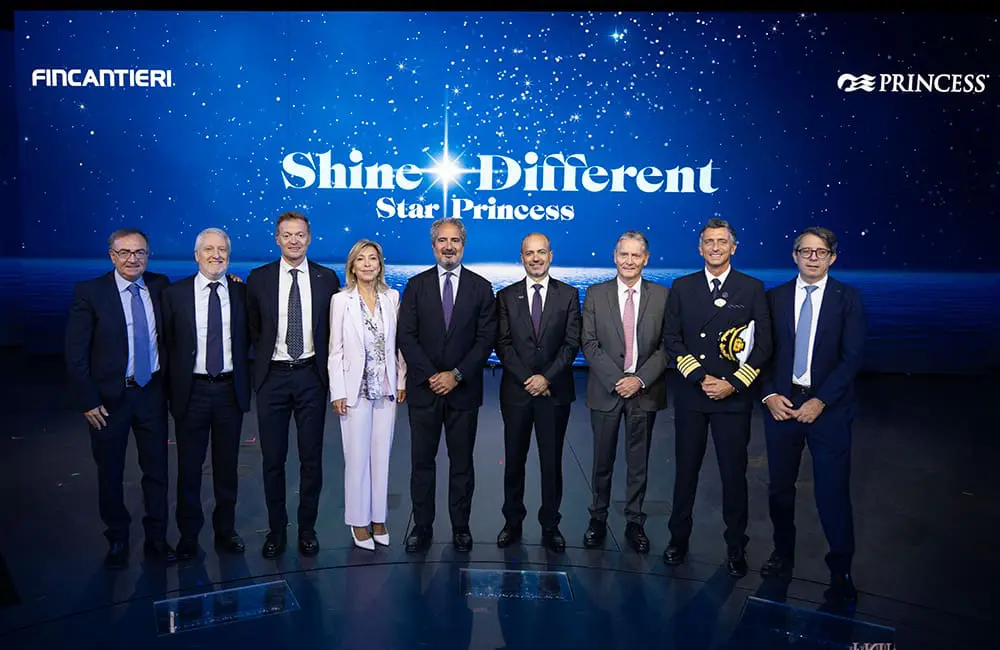 Star Princess handover ceremony with Princess Cruises and Fincantieri officials in Monfalcone, Italy.