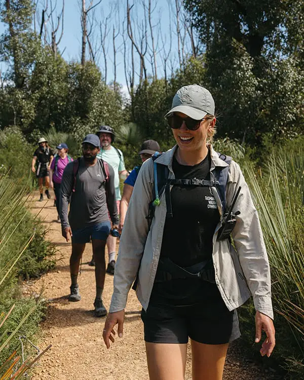 Steps ahead: Great Walks of Australia now has 15 multi-day treks with 2 new additions 5 Great Walks of Australia – TWC guide with group on Platypus Waterholes Walk on the Kangaroo Island Signature Walk. Image: Declan Hartley-Brown